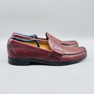 Allen Edmonds Shoes Men 10.5 Burgundy Leather Penny Loafers Cavanaugh Casual USA